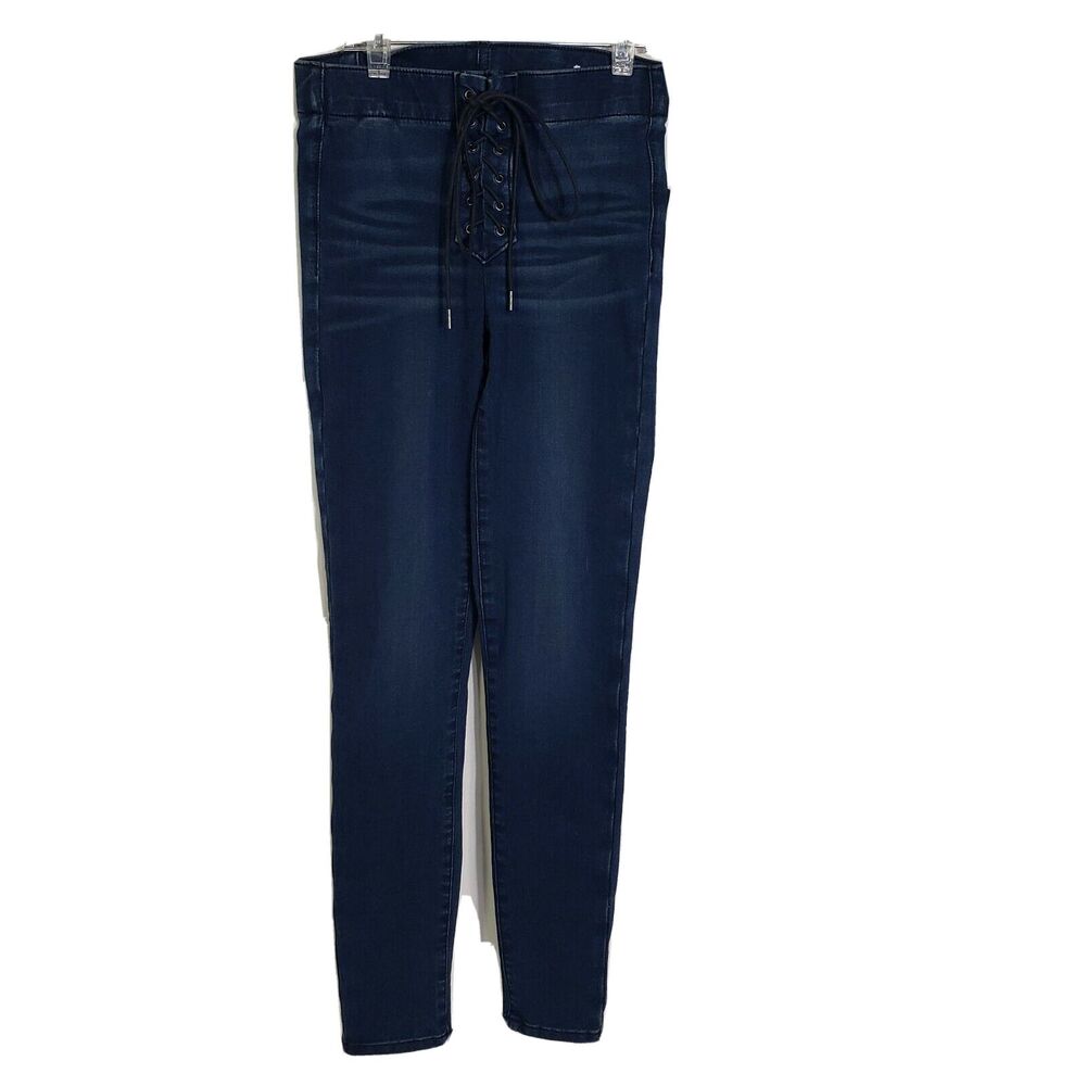 American Eagle Jeans Jeggings Sz 00 Reg 360 Next Level Stretch Lace Up Mid Rise